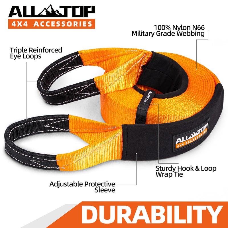 ALL-TOP Recovery Snatch Strap, 4in x 20ft - 46500Lbs, Extreme Duty 100% Nylon Kinetic Towing Recovery Strap with 22% Elongation & Reinforced Loops - Image 4